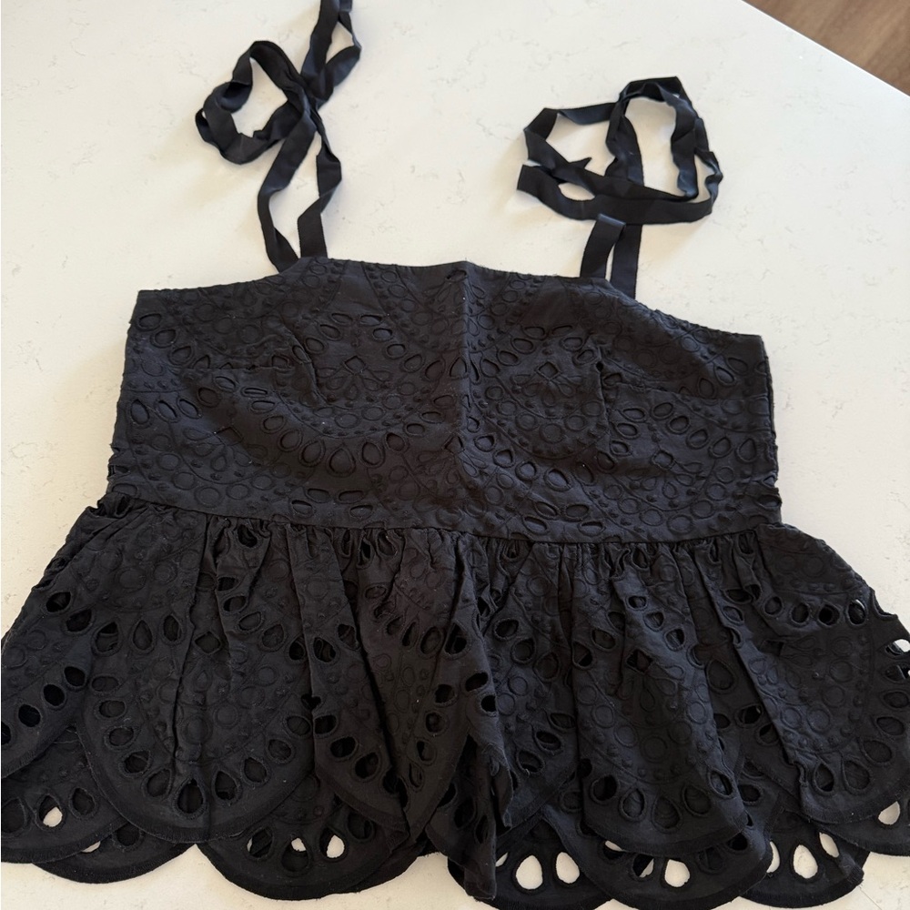 J. Crew Black Eyelet Sleeveless Top